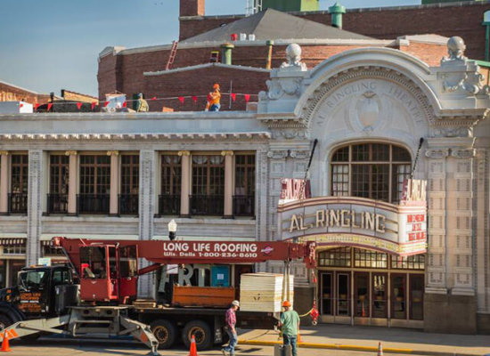 Rubber Roofing on Al Ringling Theater in Baraboo Wisconsin