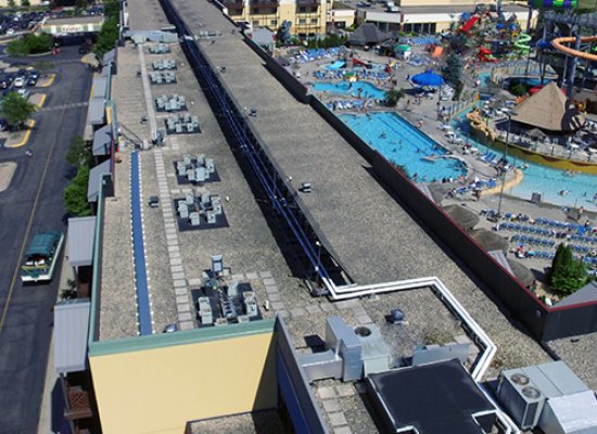 Kalahari Resort Wisconsin aerial view of new roofing