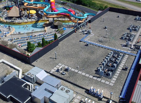 Kalahari Resort Wisconsin aerial view of new roofing