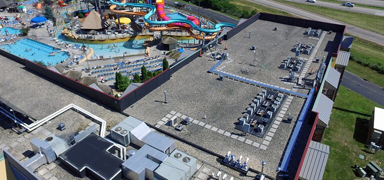 Kalahari Resort Wisconsin aerial view of new roofing