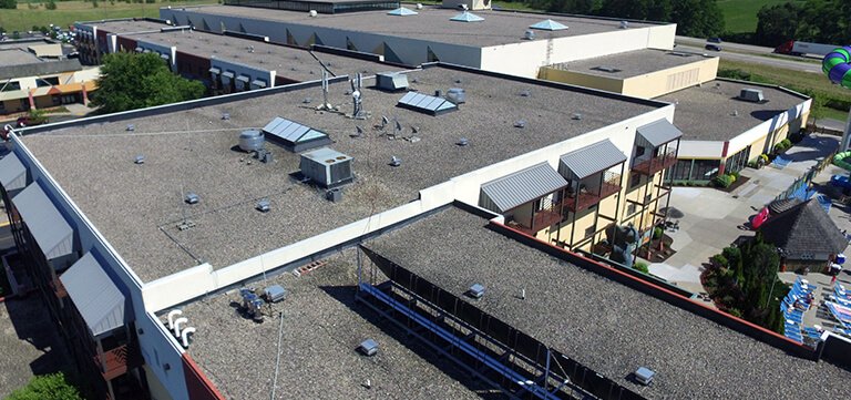 Kalahari Resort Wisconsin aerial view of new roofing