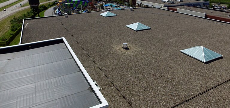 Kalahari Resort Wisconsin aerial view of new roofing