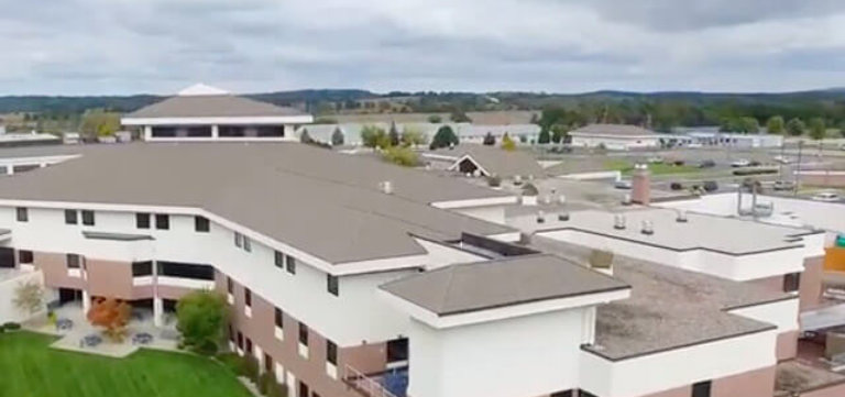 Rubber Roofing project on Divine Savior Health Campus in portage Wisconsin