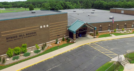 Spring Hill School aerial view new roofing