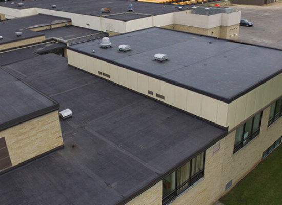 Rubber Roofing project on Wisconsin Dells High School in Wisconsin Dells