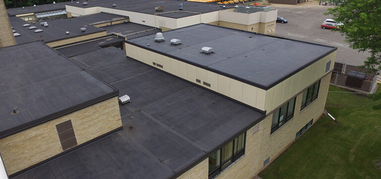 Rubber Roofing project on Wisconsin Dells High School in Wisconsin Dells